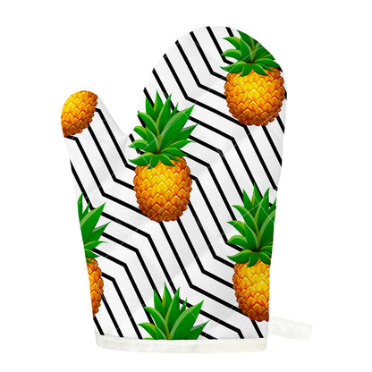 Black Geometric Pineapple Pattern Print Single Oven Mitt