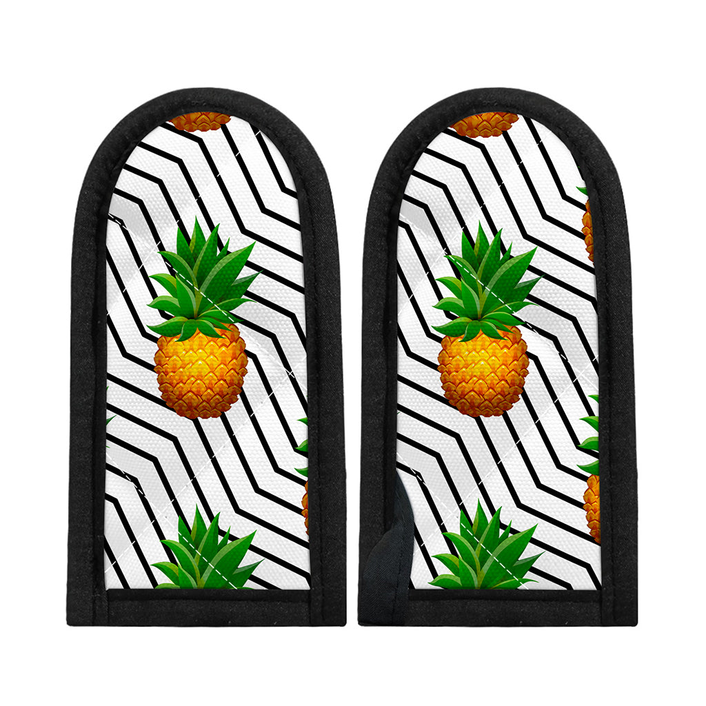 Black Geometric Pineapple Pattern Print Skillet Handle Cover