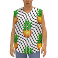 Black Geometric Pineapple Pattern Print Sleeveless Baseball Jersey