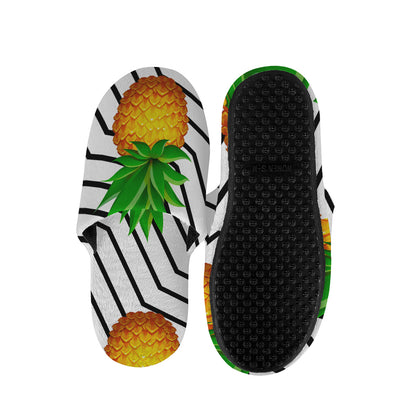 Black Geometric Pineapple Pattern Print Slippers