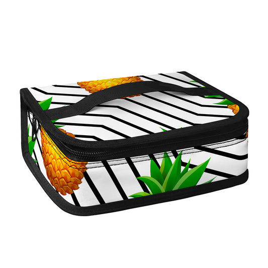 Black Geometric Pineapple Pattern Print Small Lunch Bag