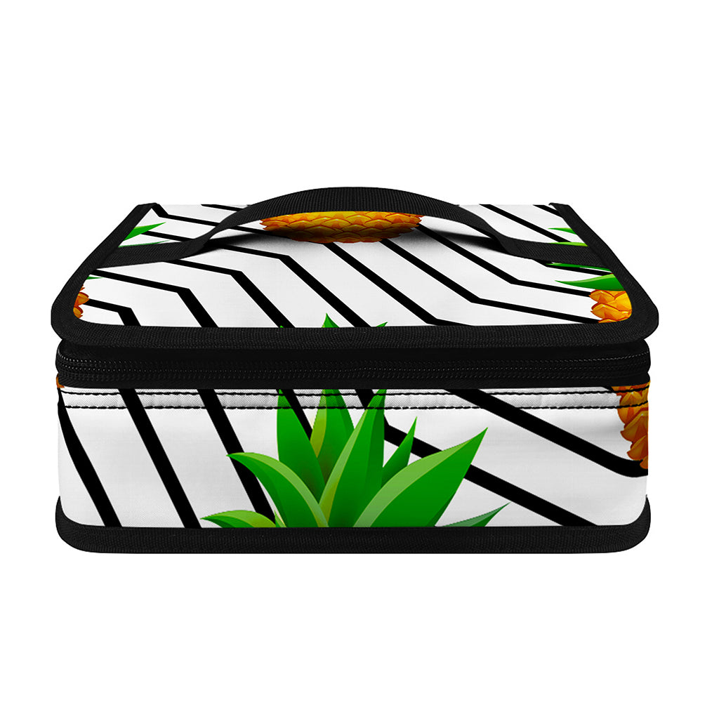 Black Geometric Pineapple Pattern Print Small Lunch Bag