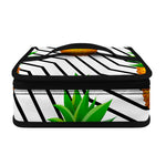 Black Geometric Pineapple Pattern Print Small Lunch Bag