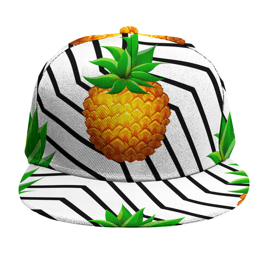 Black Geometric Pineapple Pattern Print Snapback Cap