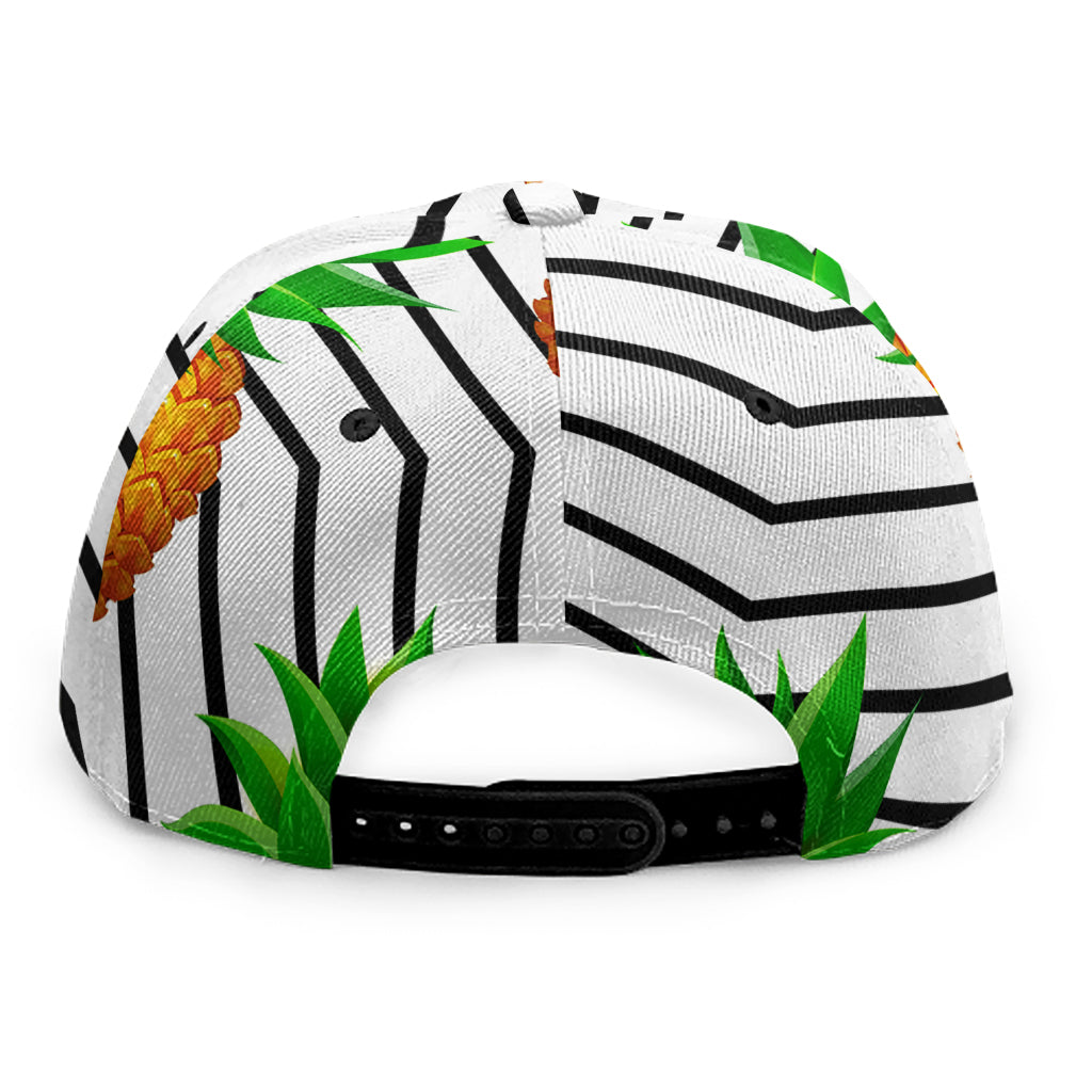 Black Geometric Pineapple Pattern Print Snapback Cap