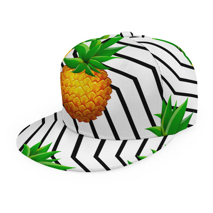 Black Geometric Pineapple Pattern Print Snapback Cap