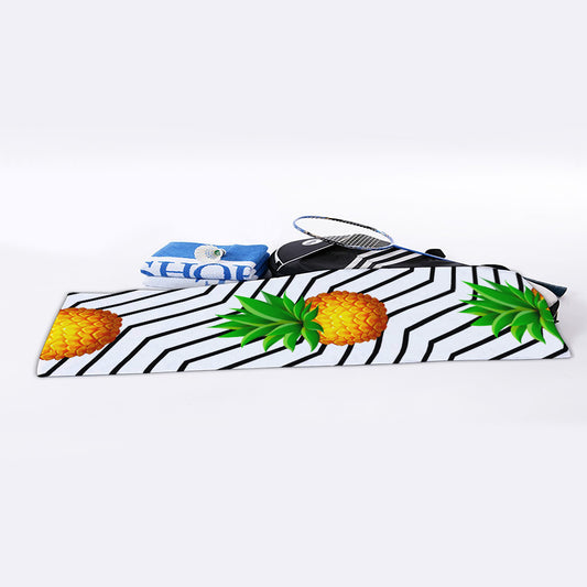 Black Geometric Pineapple Pattern Print Sports Towel