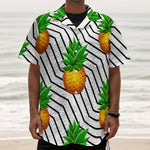 Black Geometric Pineapple Pattern Print Textured Short Sleeve Shirt