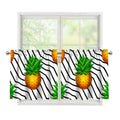 Black Geometric Pineapple Pattern Print Tier Curtains