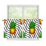 Black Geometric Pineapple Pattern Print Tier Curtains