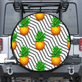 Black Geometric Pineapple Pattern Print Tire Cover