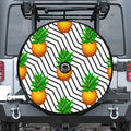 Black Geometric Pineapple Pattern Print Tire Cover With Camera Hole