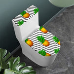 Black Geometric Pineapple Pattern Print Toilet Lid And Tank Cover Set