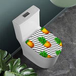 Black Geometric Pineapple Pattern Print Toilet Lid Cover