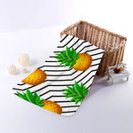 Black Geometric Pineapple Pattern Print Towel