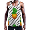 Black Geometric Pineapple Pattern Print Men's Workout Tank Top