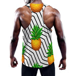 Black Geometric Pineapple Pattern Print Training Tank Top