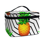 Black Geometric Pineapple Pattern Print Travel Makeup Bag