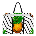 Black Geometric Pineapple Pattern Print Utility Tote Bag