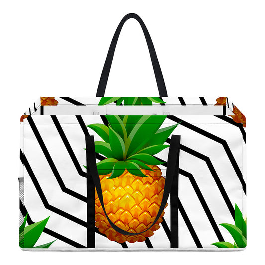 Black Geometric Pineapple Pattern Print Utility Tote Bag