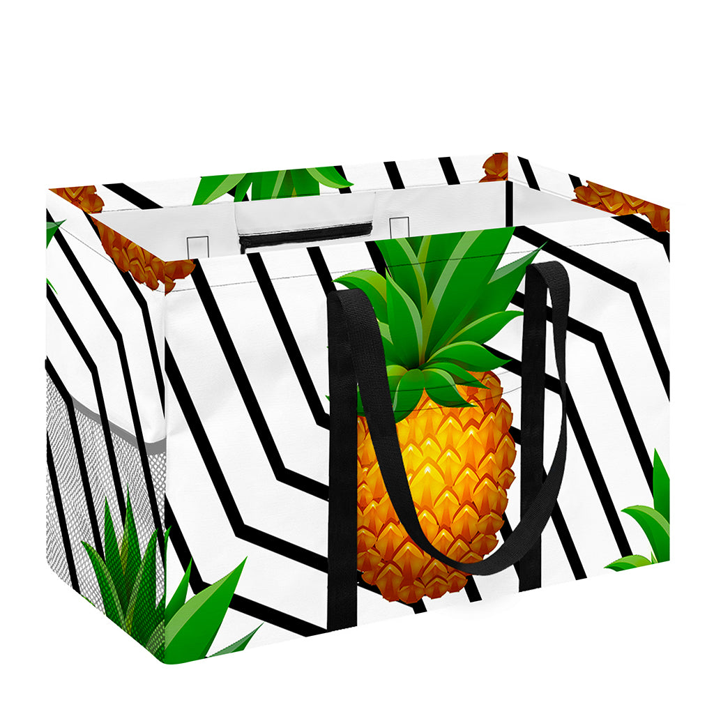 Black Geometric Pineapple Pattern Print Utility Tote Bag