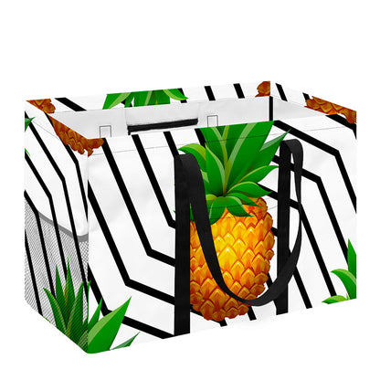 Black Geometric Pineapple Pattern Print Utility Tote Bag
