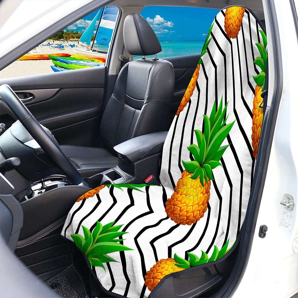 Black Geometric Pineapple Pattern Print Waterproof Car Seat Cover