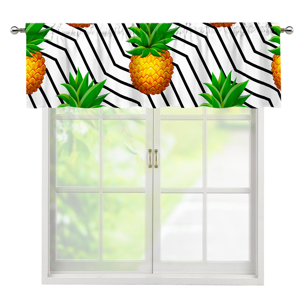 Black Geometric Pineapple Pattern Print Window Valance