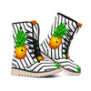 Black Geometric Pineapple Pattern Print Winter Boots