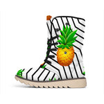 Black Geometric Pineapple Pattern Print Winter Boots