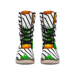 Black Geometric Pineapple Pattern Print Winter Boots