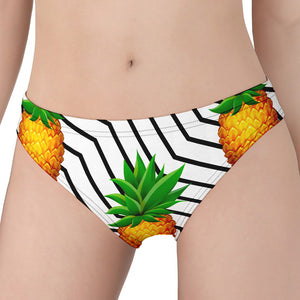 Black Geometric Pineapple Pattern Print Women's Panties