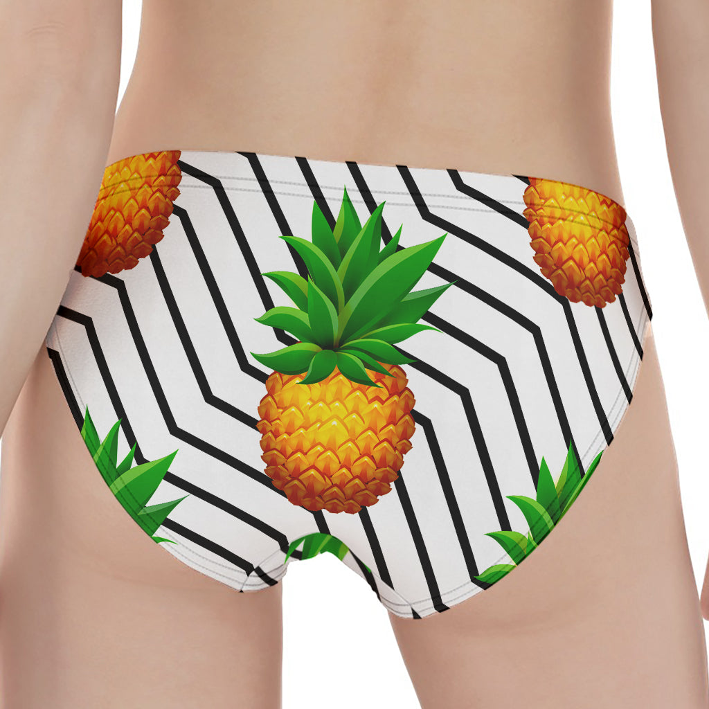 Black Geometric Pineapple Pattern Print Women's Panties