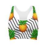 Black Geometric Pineapple Pattern Print Women's Sports Bra