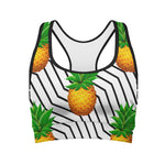 Black Geometric Pineapple Pattern Print Women's Sports Bra