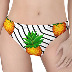 Black Geometric Pineapple Pattern Print Women's Thong