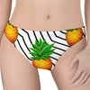 Black Geometric Pineapple Pattern Print Women's Thong