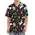 Black Girly Unicorn Pattern Print Aloha Shirt