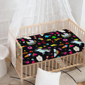 Black Girly Unicorn Pattern Print Baby Crib Sheet