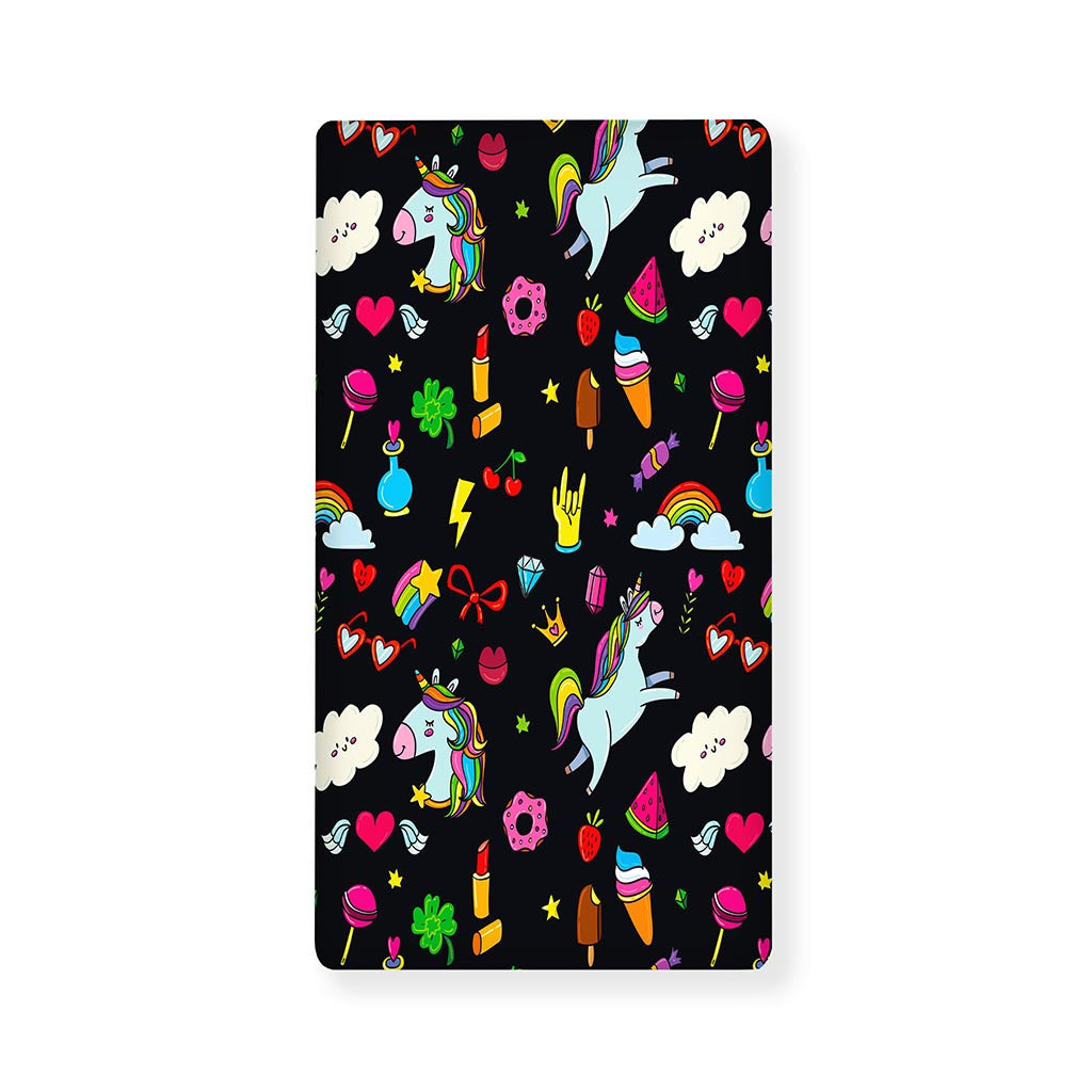 Black Girly Unicorn Pattern Print Baby Crib Sheet