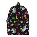 Black Girly Unicorn Pattern Print School Backpack