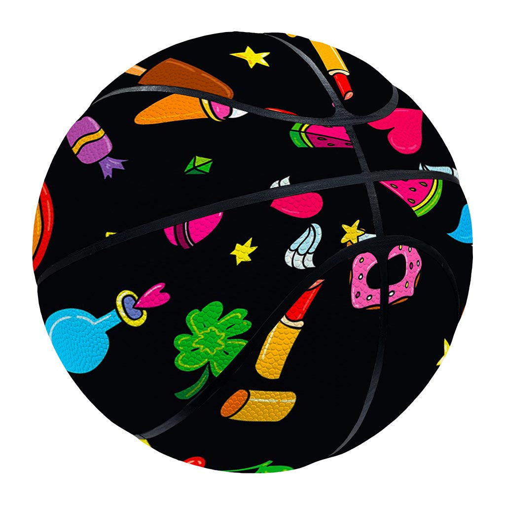 Black Girly Unicorn Pattern Print Basketball