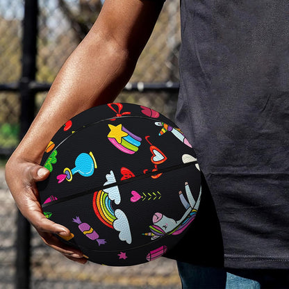 Black Girly Unicorn Pattern Print Basketball
