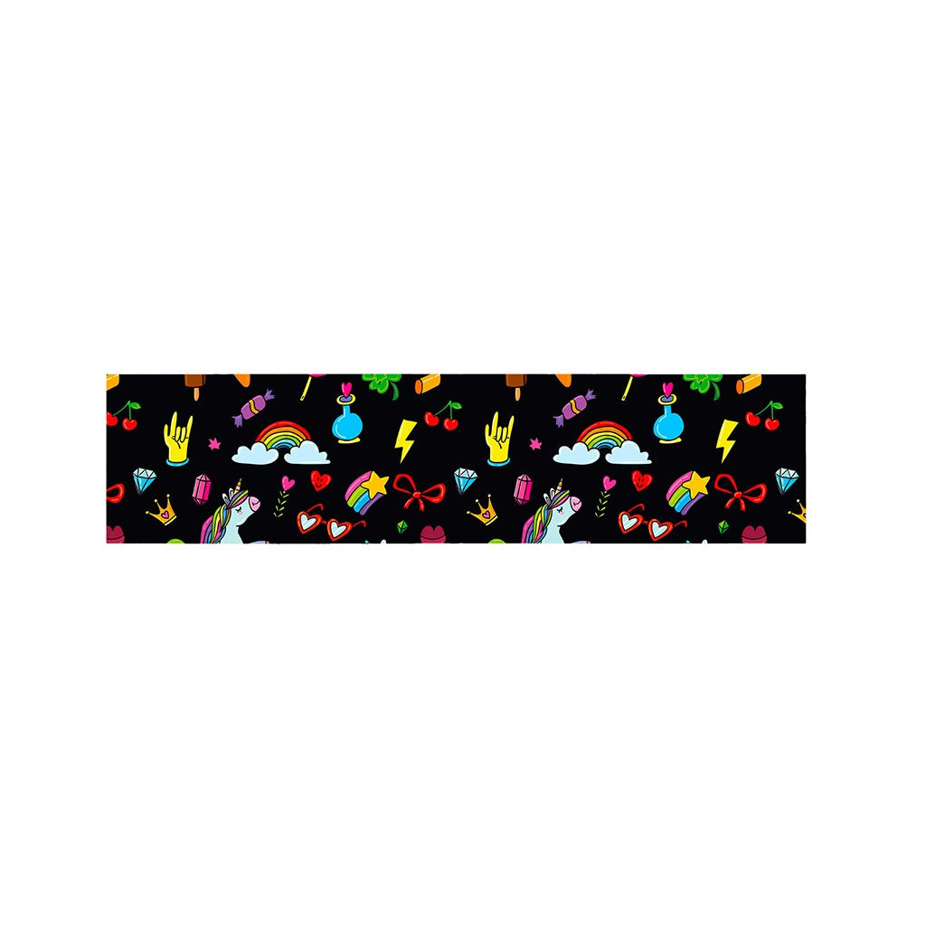 Black Girly Unicorn Pattern Print Bed Runner