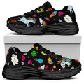 Black Girly Unicorn Pattern Print Black Chunky Shoes