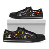 Black Girly Unicorn Pattern Print Black Low Top Sneakers