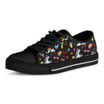 Black Girly Unicorn Pattern Print Black Low Top Sneakers