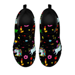 Black Girly Unicorn Pattern Print Black Running Shoes