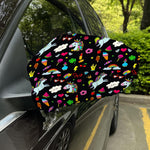 Black Girly Unicorn Pattern Print Car Side Mirror Covers