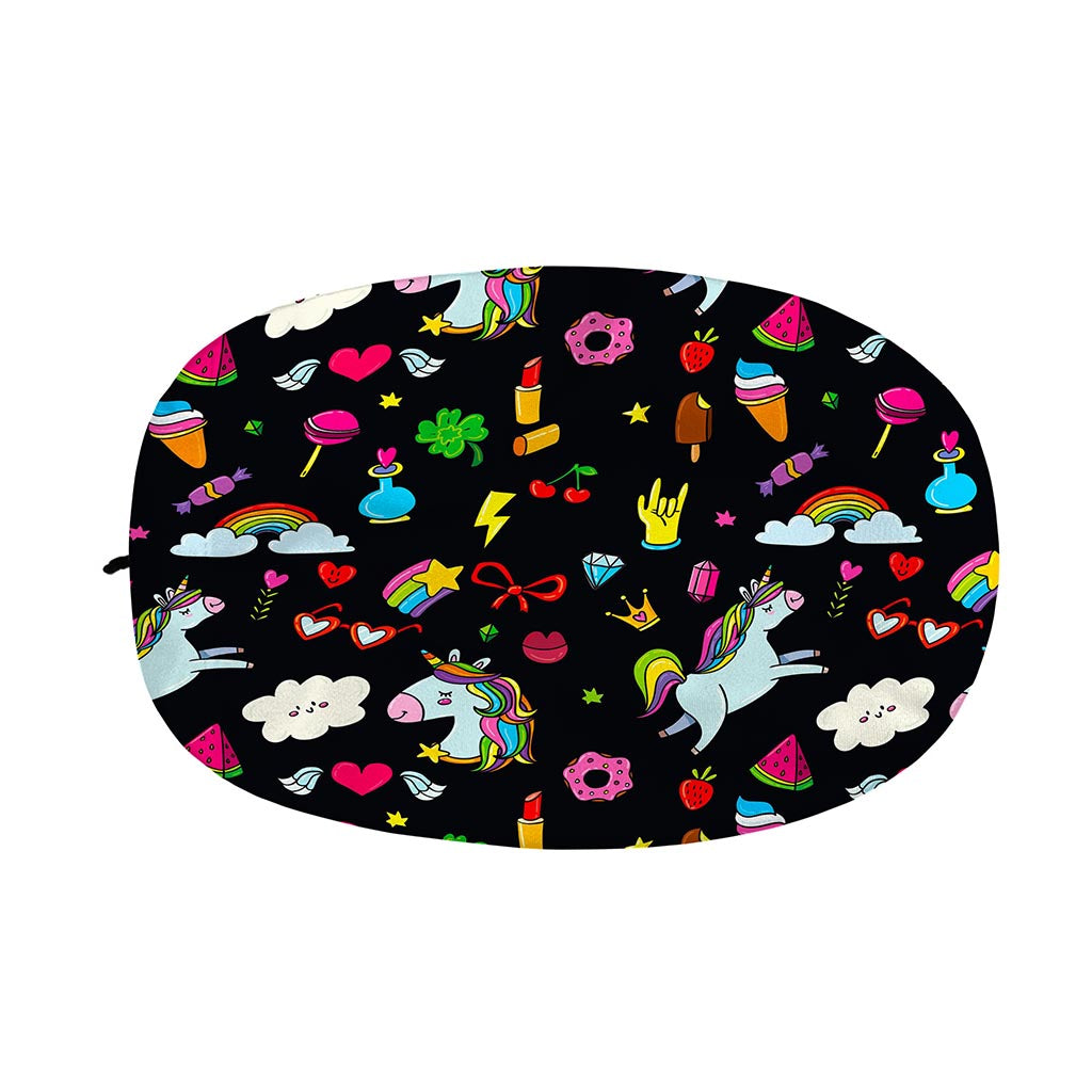 Black Girly Unicorn Pattern Print Car Side Mirror Covers